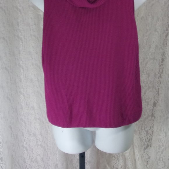 Fred David Fuchsia Knit Sleeveless Cowl neck Sweater Size XL - Picture 3 of 3
